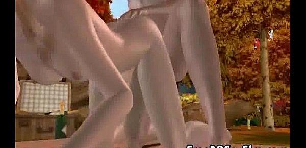  Sultry 3D cartoon blonde getting fucked outdoors